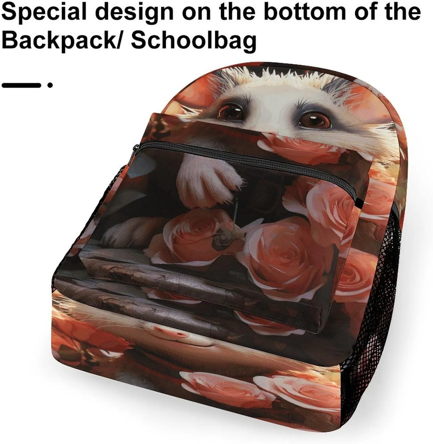 Small Backpacks Personalized Cartoon Opossum And Roses Printing Travel Bag Lightweight Travel Backpack For Women Men