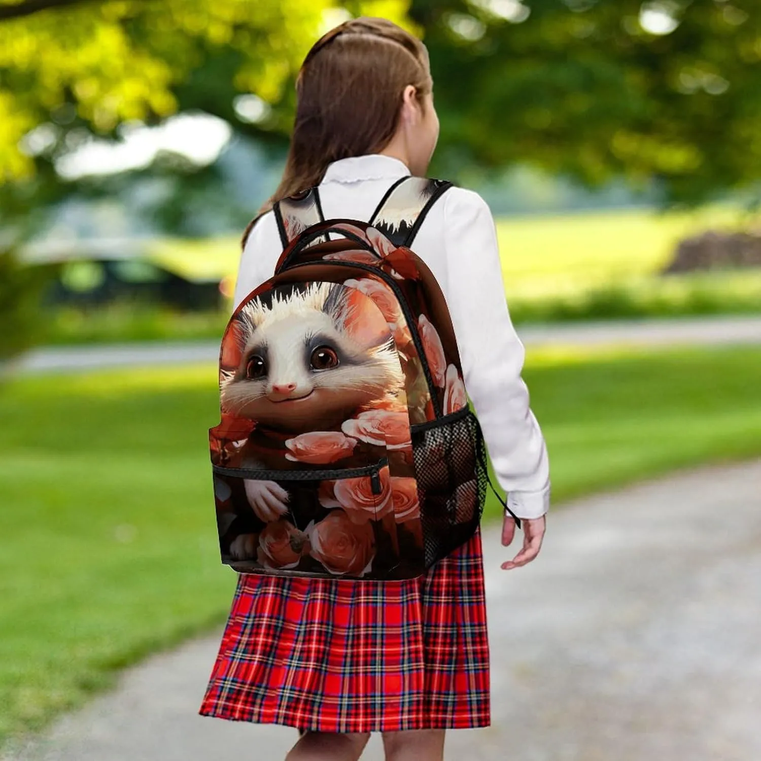 Small Backpacks Personalized Cartoon Opossum And Roses Printing Travel Bag Lightweight Travel Backpack For Women Men