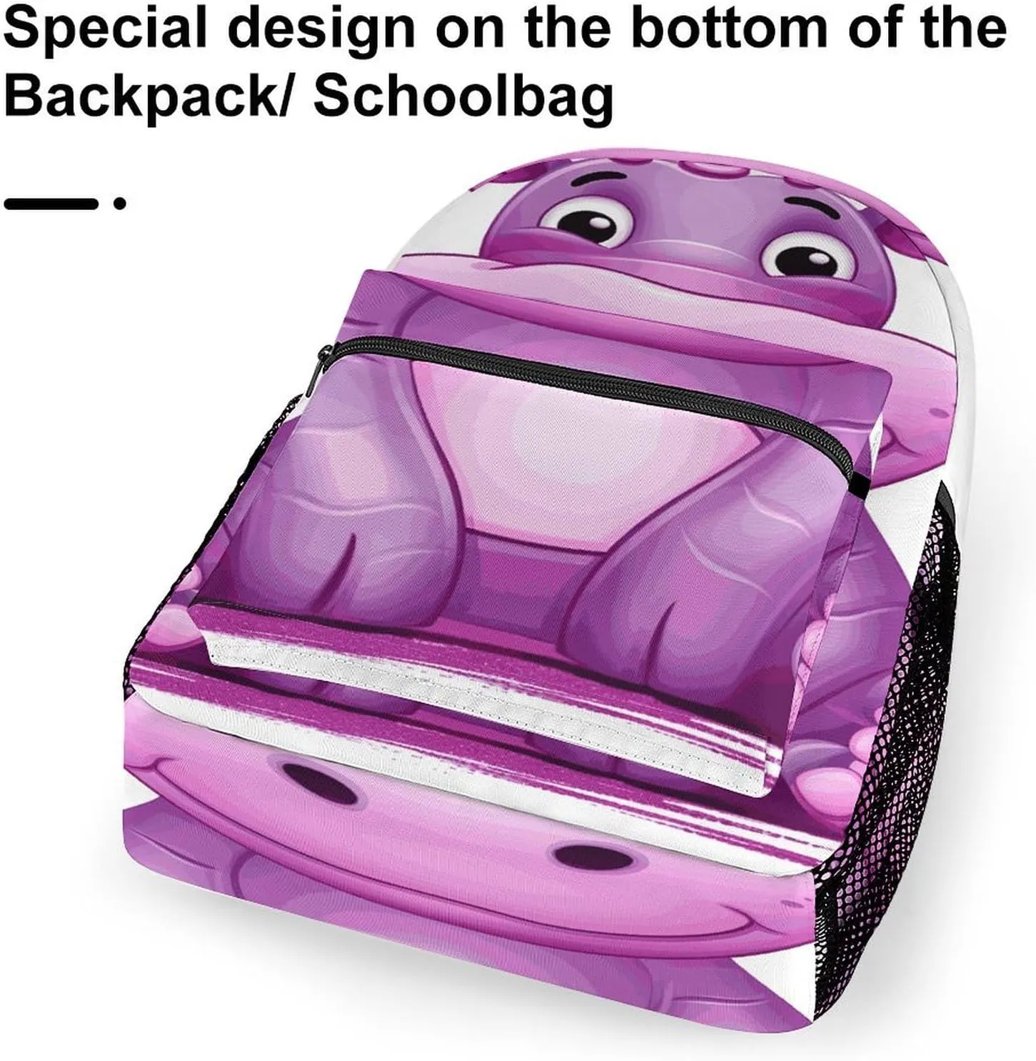 Small Backpacks Personalized Cartoon Purple Hippo Printing Travel Bag Lightweight Travel Backpack For Women Men