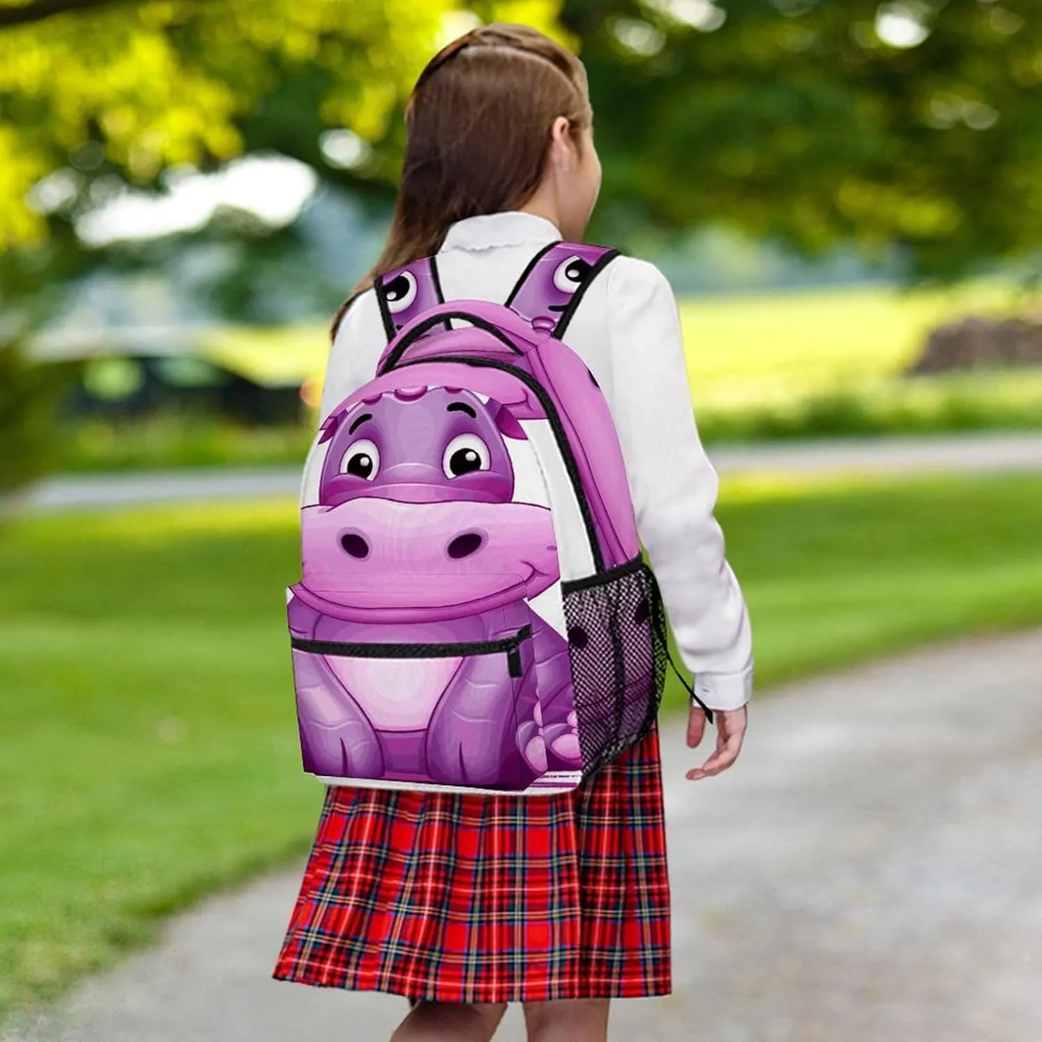 Small Backpacks Personalized Cartoon Purple Hippo Printing Travel Bag Lightweight Travel Backpack For Women Men