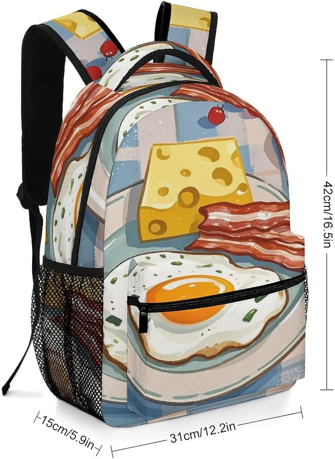 Small Backpacks Personalized Cheese Printing Travel Bag Lightweight Travel Backpack For Women Men