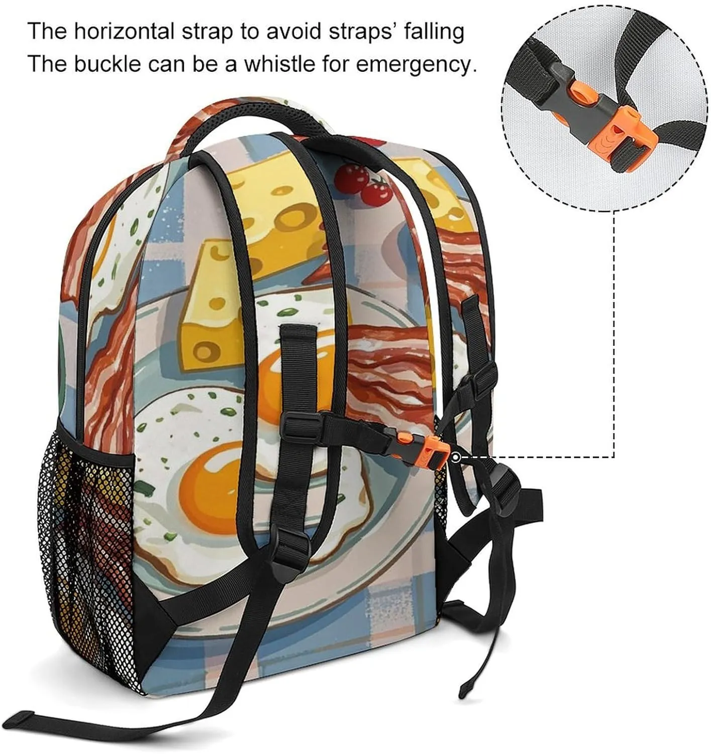 Small Backpacks Personalized Cheese Printing Travel Bag Lightweight Travel Backpack For Women Men