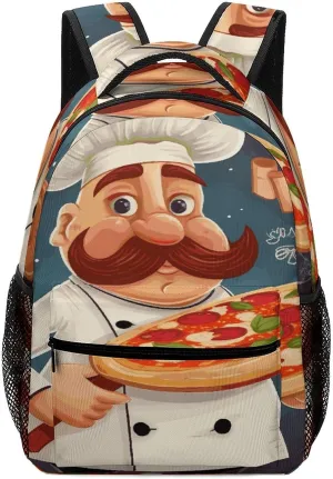 Small Backpacks Personalized Chef Pizza Printing Travel Bag Lightweight Travel Backpack For Women Men