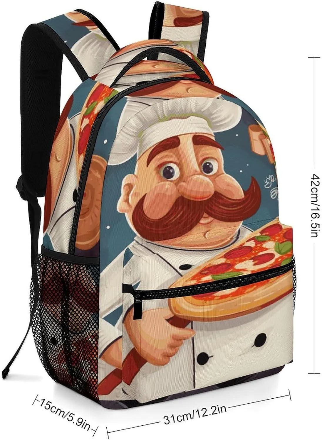 Small Backpacks Personalized Chef Pizza Printing Travel Bag Lightweight Travel Backpack For Women Men