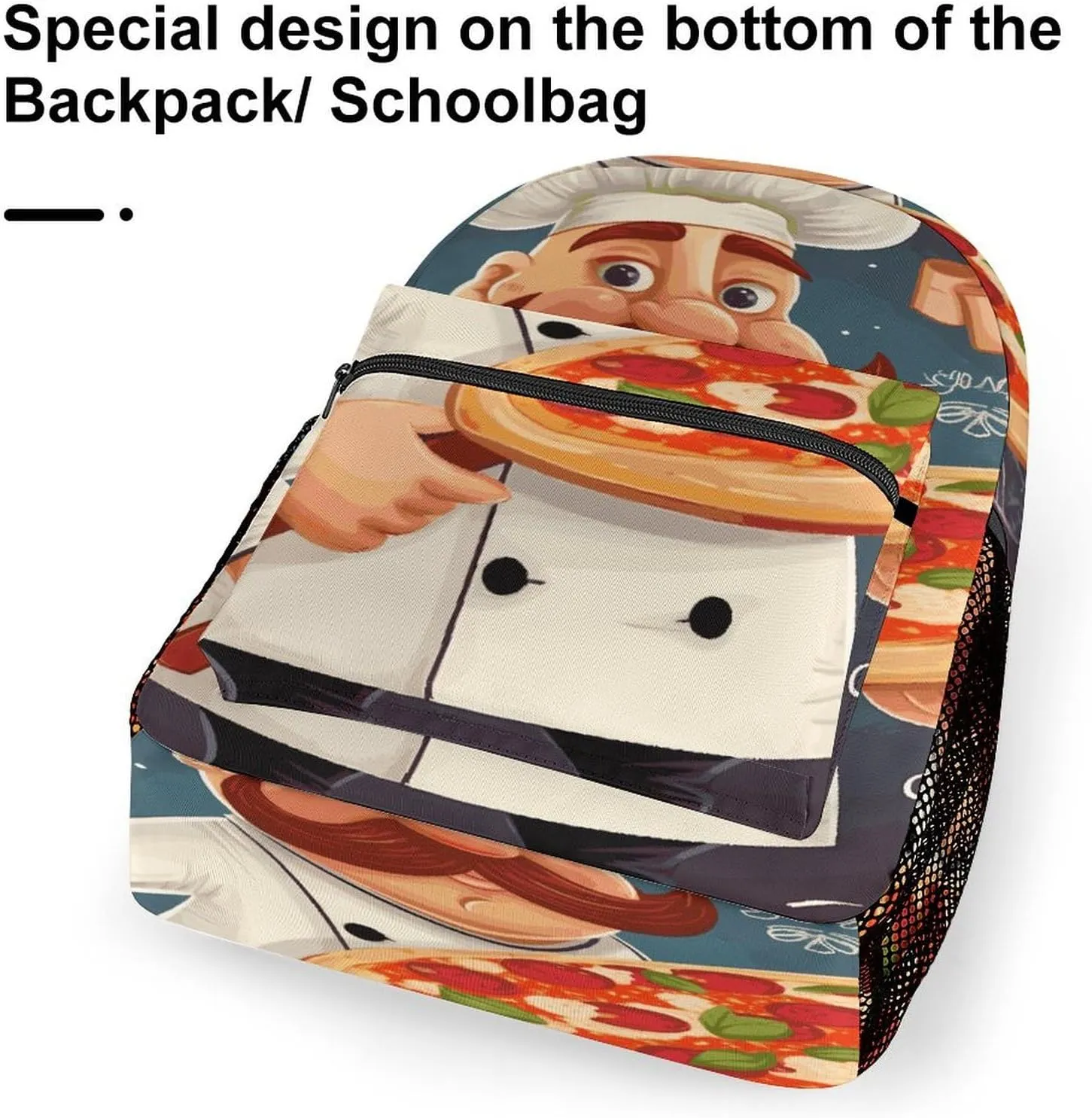 Small Backpacks Personalized Chef Pizza Printing Travel Bag Lightweight Travel Backpack For Women Men