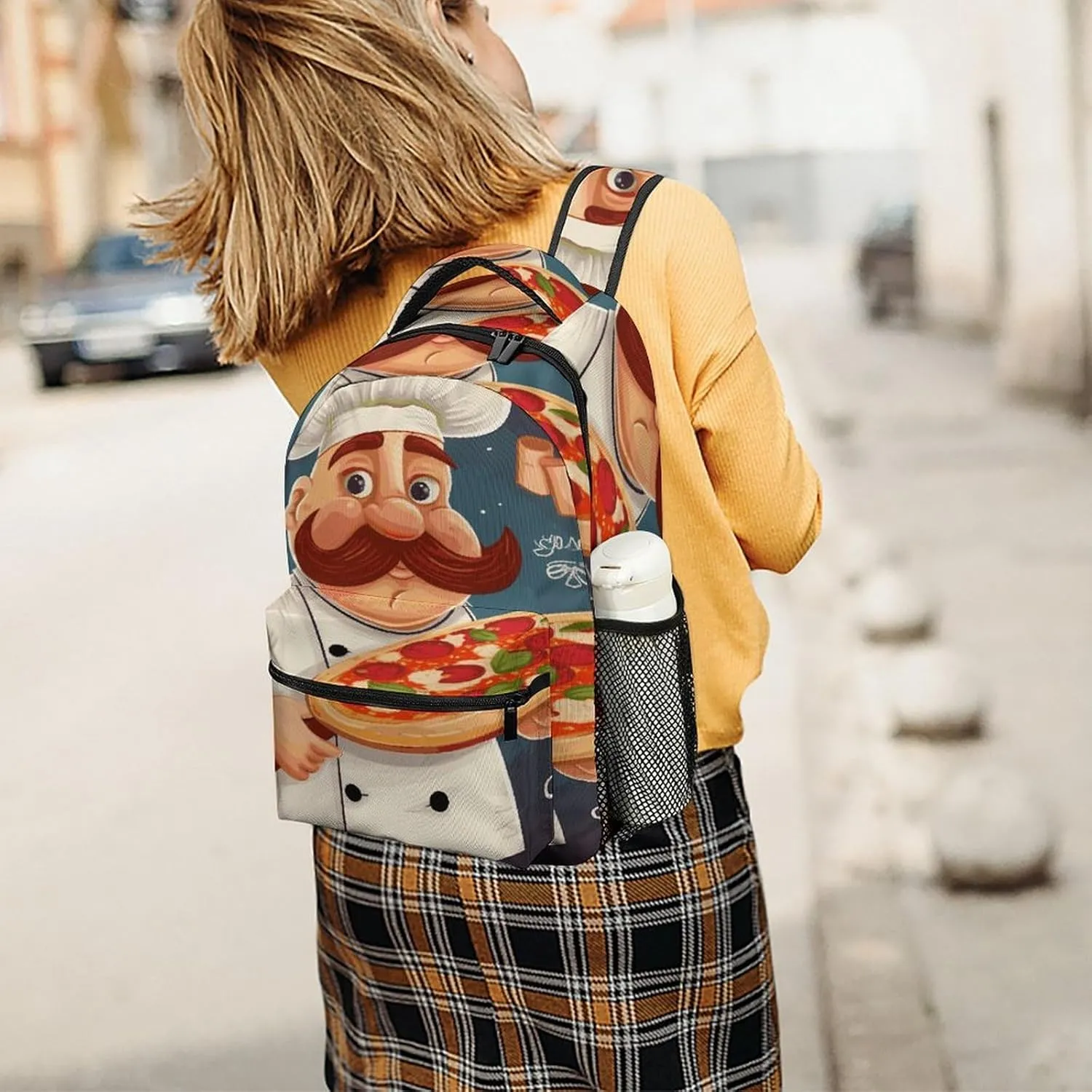 Small Backpacks Personalized Chef Pizza Printing Travel Bag Lightweight Travel Backpack For Women Men