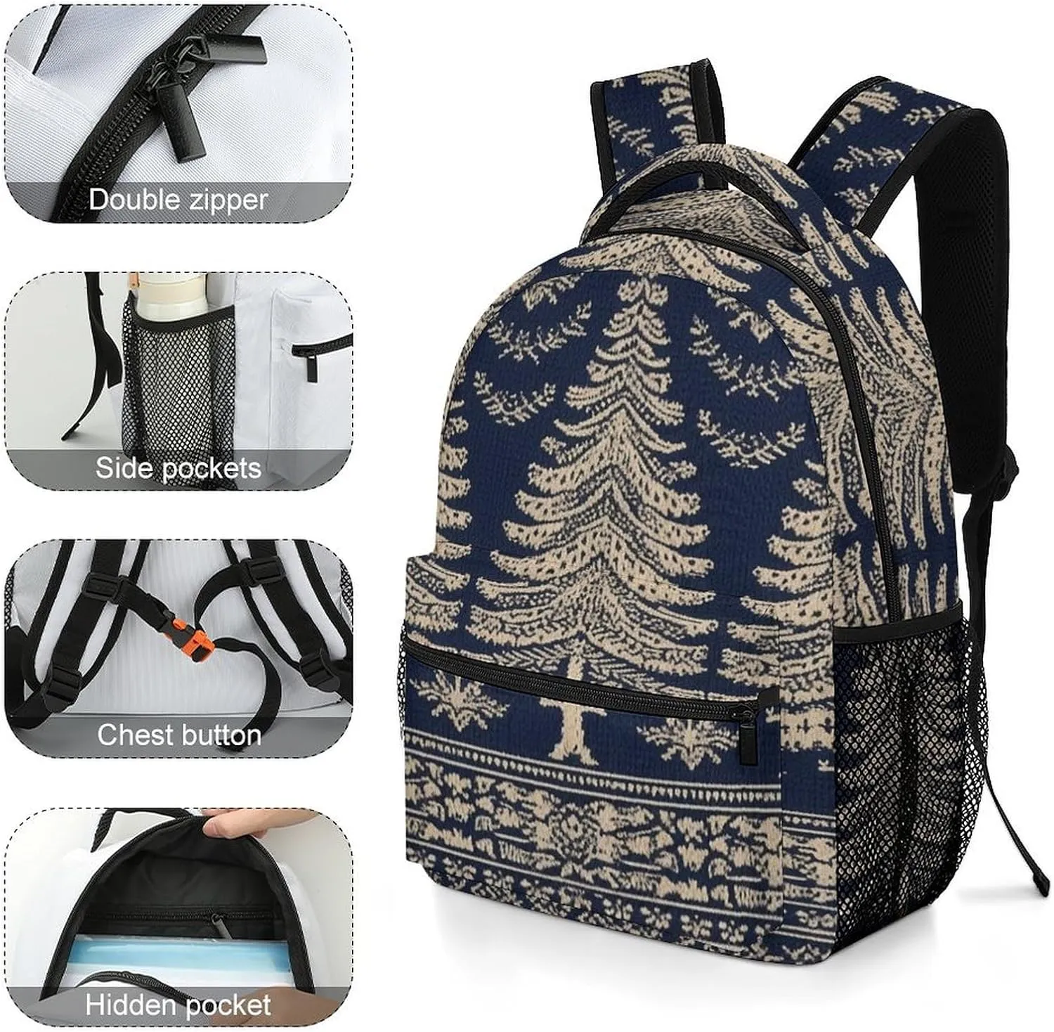 Small Backpacks Personalized Christmas Tree Pattern Printing Travel Bag Lightweight Travel Backpack For Women Men