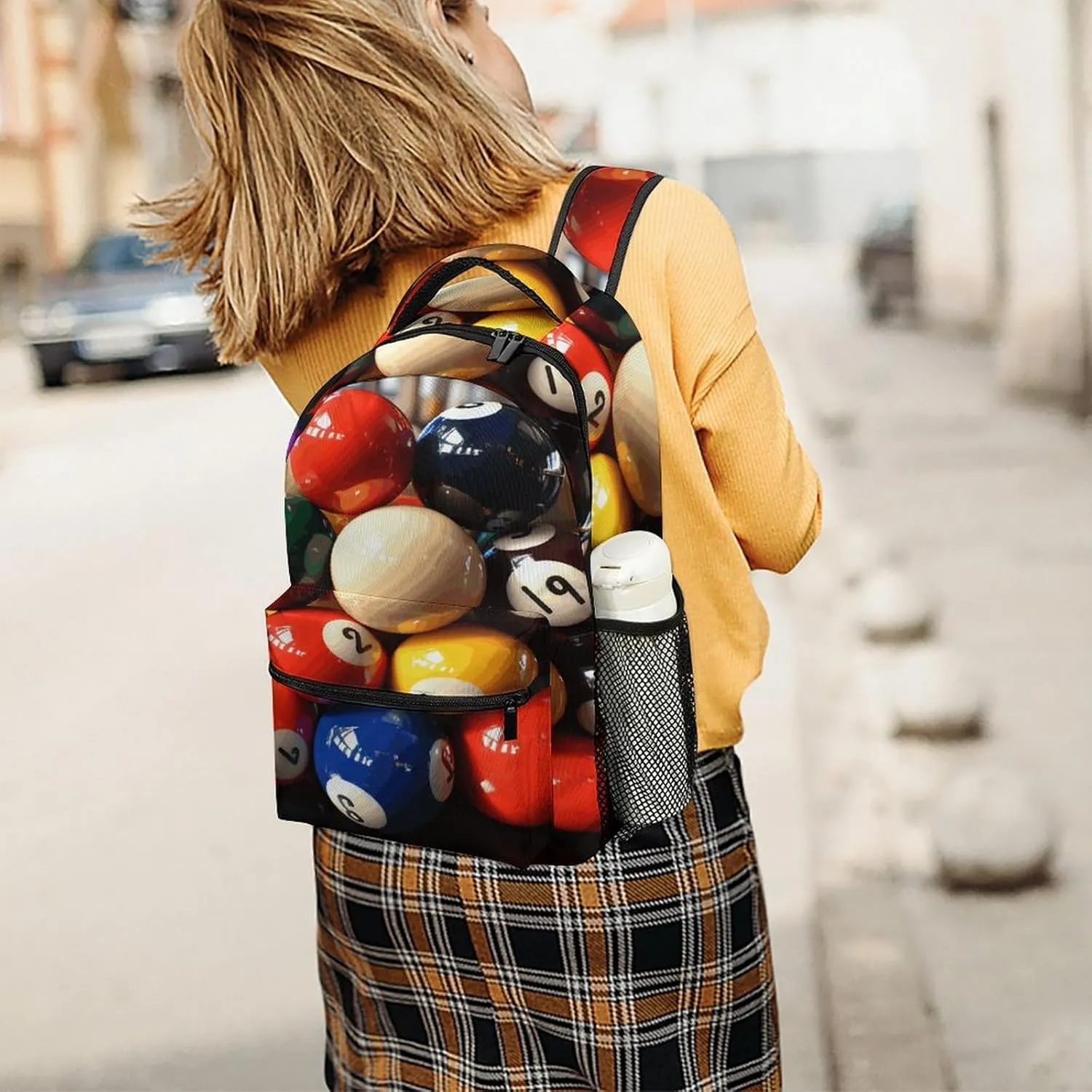 Small Backpacks Personalized Color Billiards Printing Travel Bag Lightweight Travel Backpack For Women Men