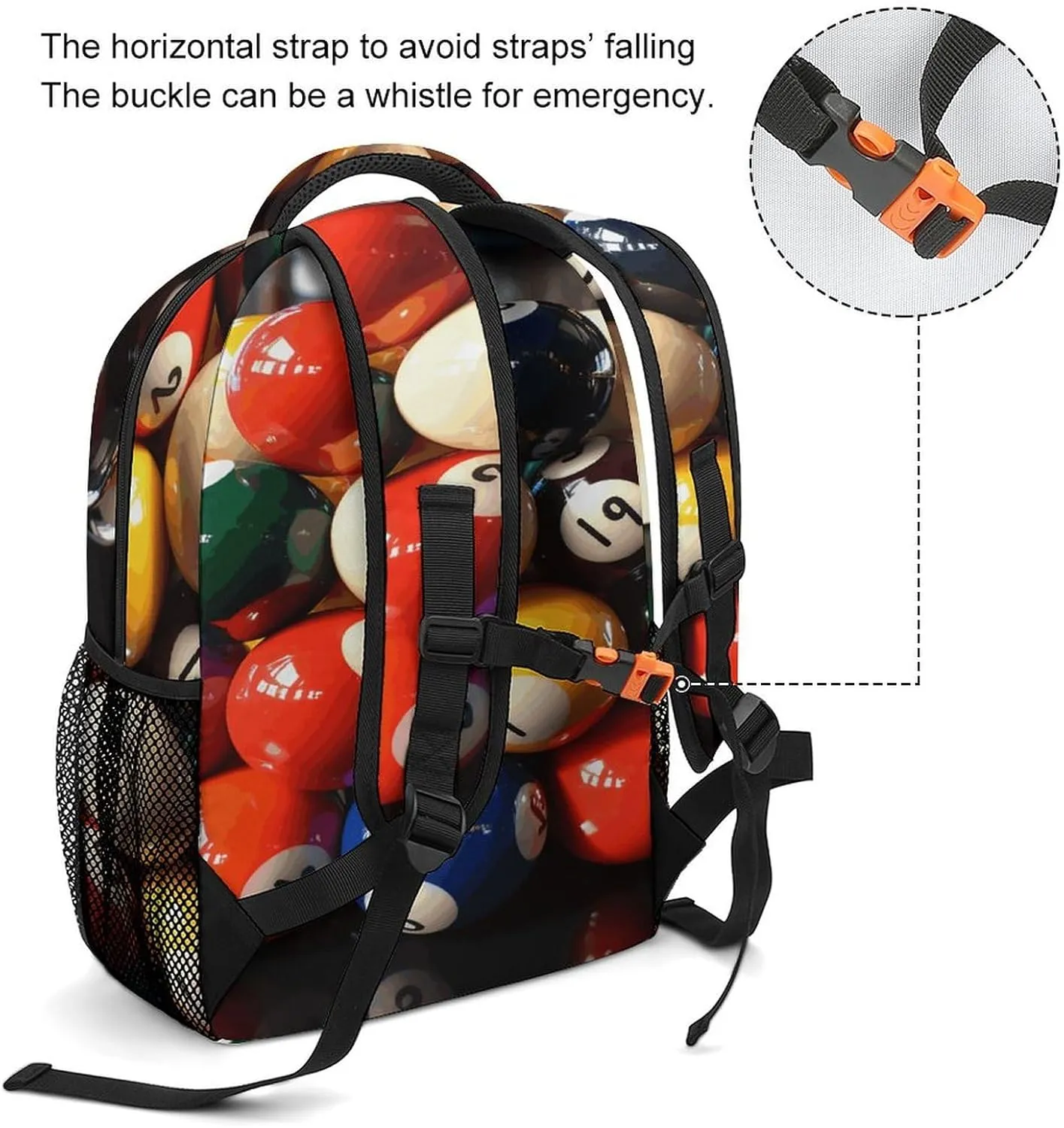 Small Backpacks Personalized Color Billiards Printing Travel Bag Lightweight Travel Backpack For Women Men