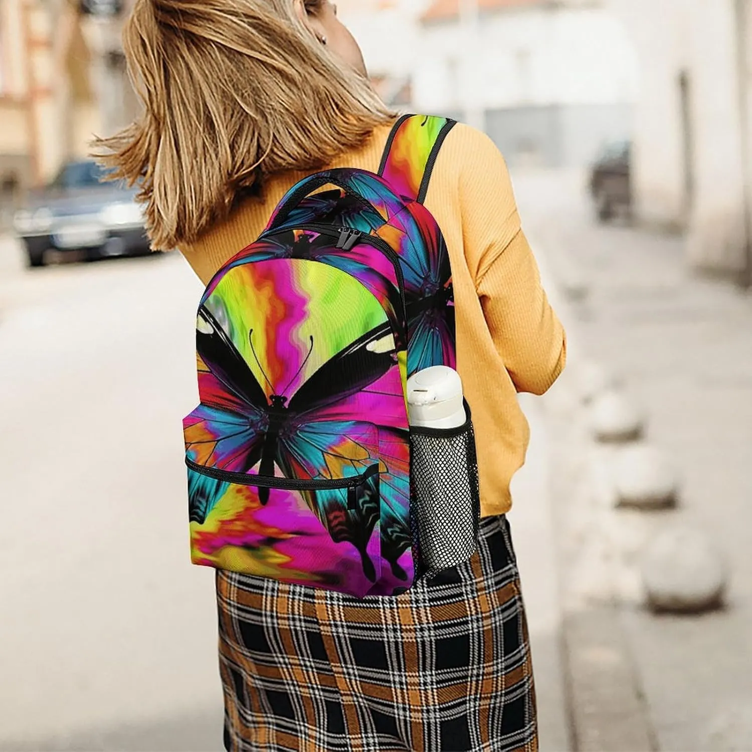 Small Backpacks Personalized Colorful Butterfly Printing Travel Bag Lightweight Travel Backpack For Women Men