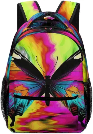 Small Backpacks Personalized Colorful Butterfly Printing Travel Bag Lightweight Travel Backpack For Women Men