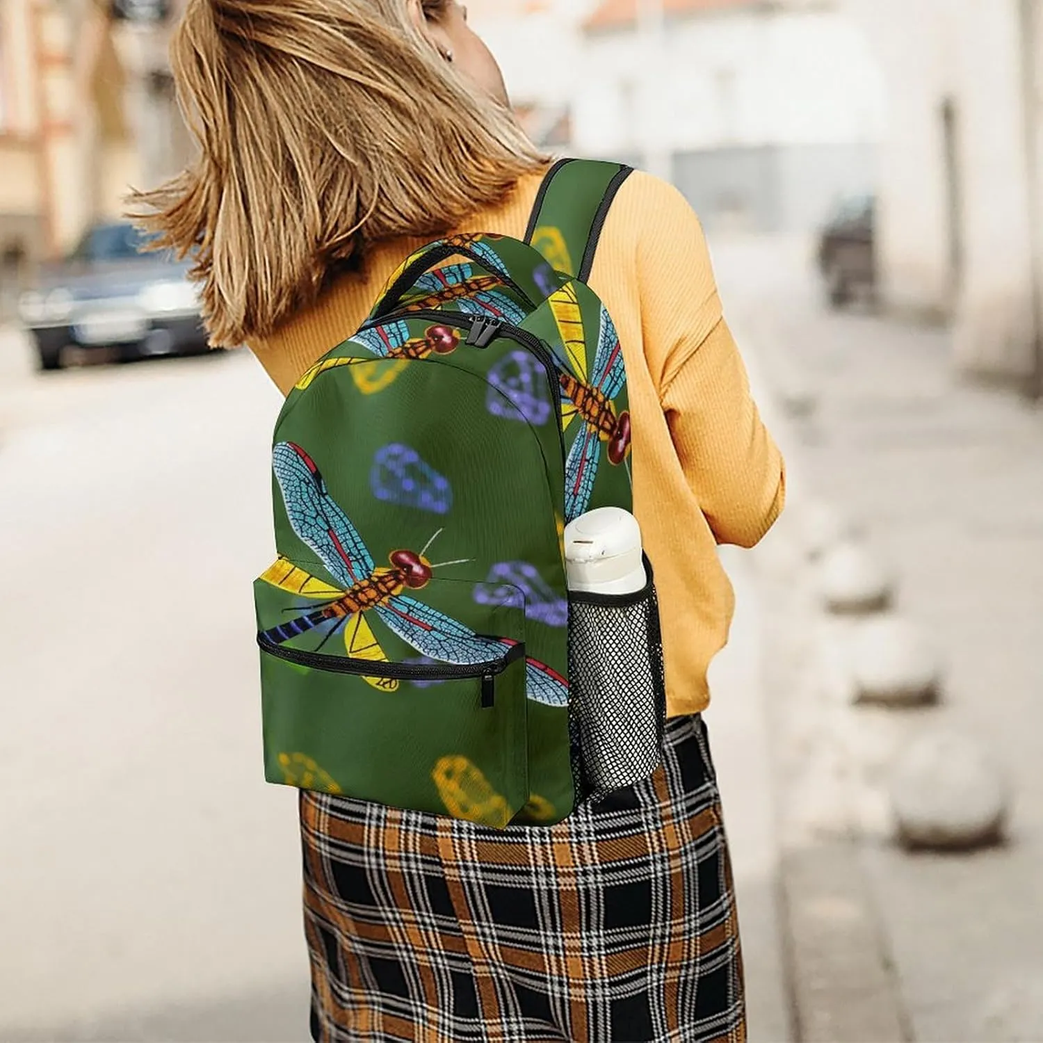 Small Backpacks Personalized Colorful Dragonfly Printing Travel Bag Lightweight Travel Backpack For Women Men
