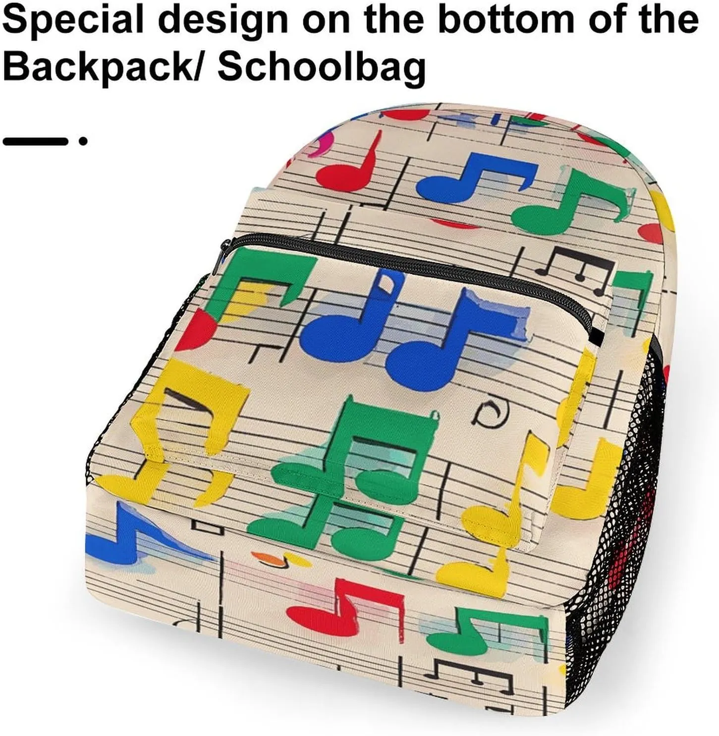 Small Backpacks Personalized Colorful Musical Notes Printing Travel Bag Lightweight Travel Backpack For Women Men