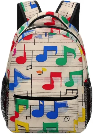 Small Backpacks Personalized Colorful Musical Notes Printing Travel Bag Lightweight Travel Backpack For Women Men
