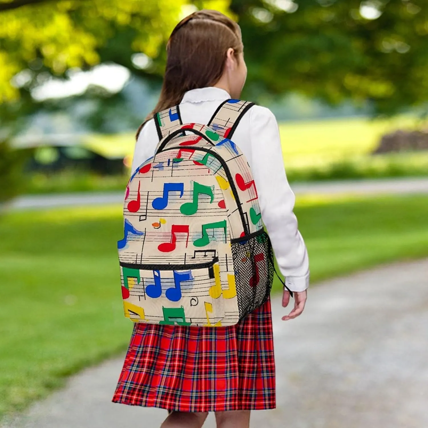Small Backpacks Personalized Colorful Musical Notes Printing Travel Bag Lightweight Travel Backpack For Women Men