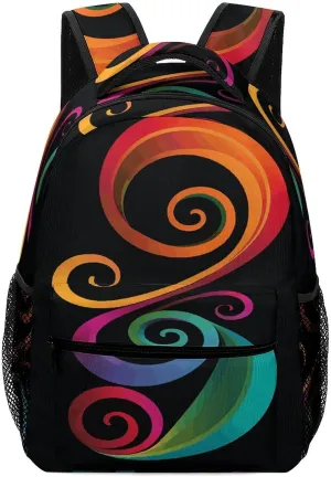 Small Backpacks Personalized Colorful Swirl Pattern Printing Travel Bag Lightweight Travel Backpack For Women Men