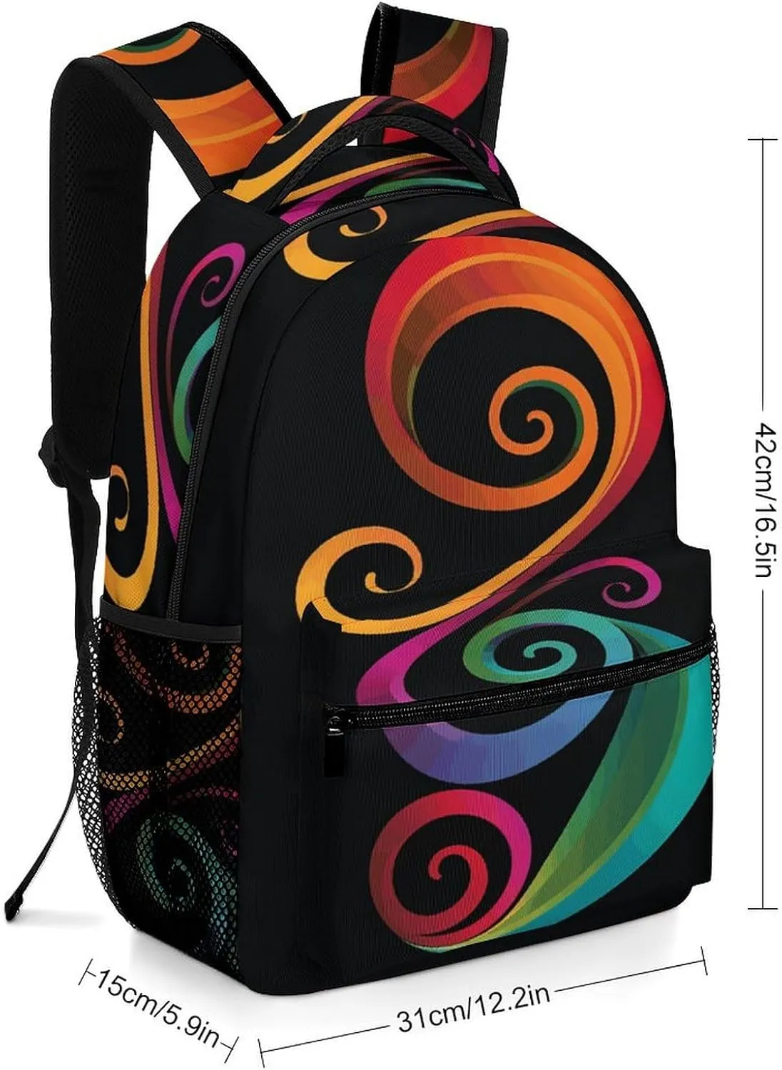 Small Backpacks Personalized Colorful Swirl Pattern Printing Travel Bag Lightweight Travel Backpack For Women Men