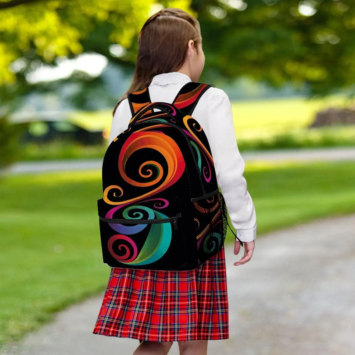 Small Backpacks Personalized Colorful Swirl Pattern Printing Travel Bag Lightweight Travel Backpack For Women Men
