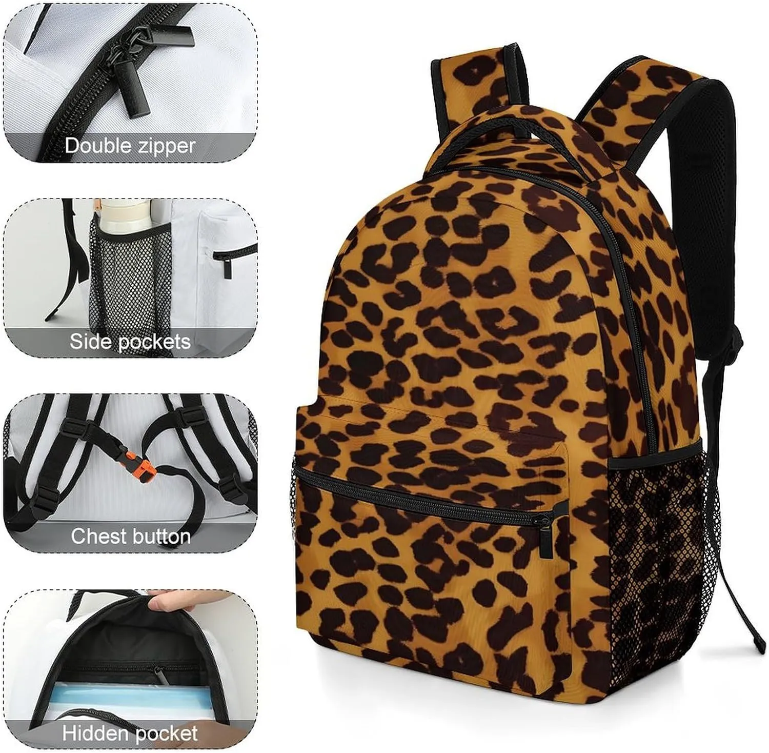 Small Backpacks Personalized Cool Cheetah Leopard Printing Travel Bag Lightweight Travel Backpack For Women Men