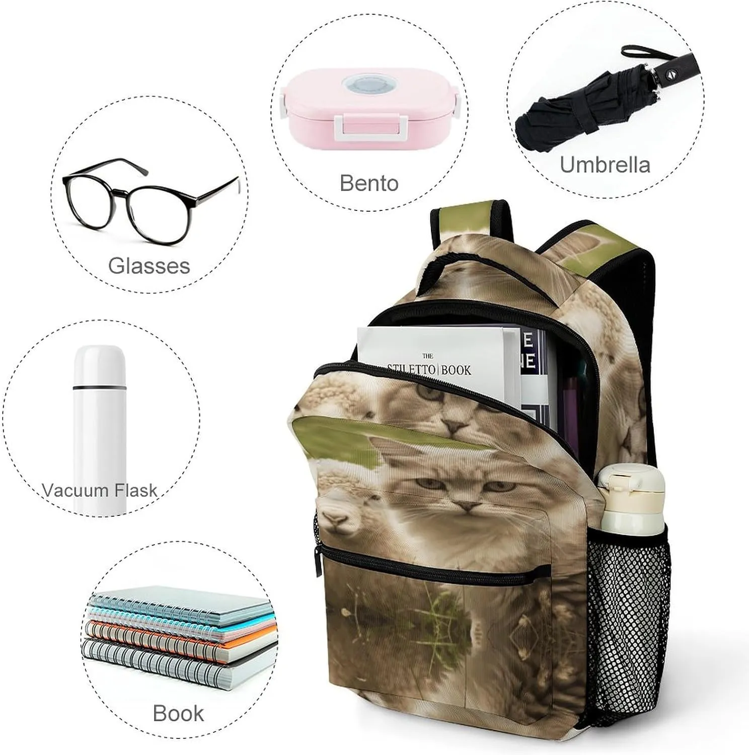 Small Backpacks Personalized Cute Sheep Printing Travel Bag Lightweight Travel Backpack For Women Men