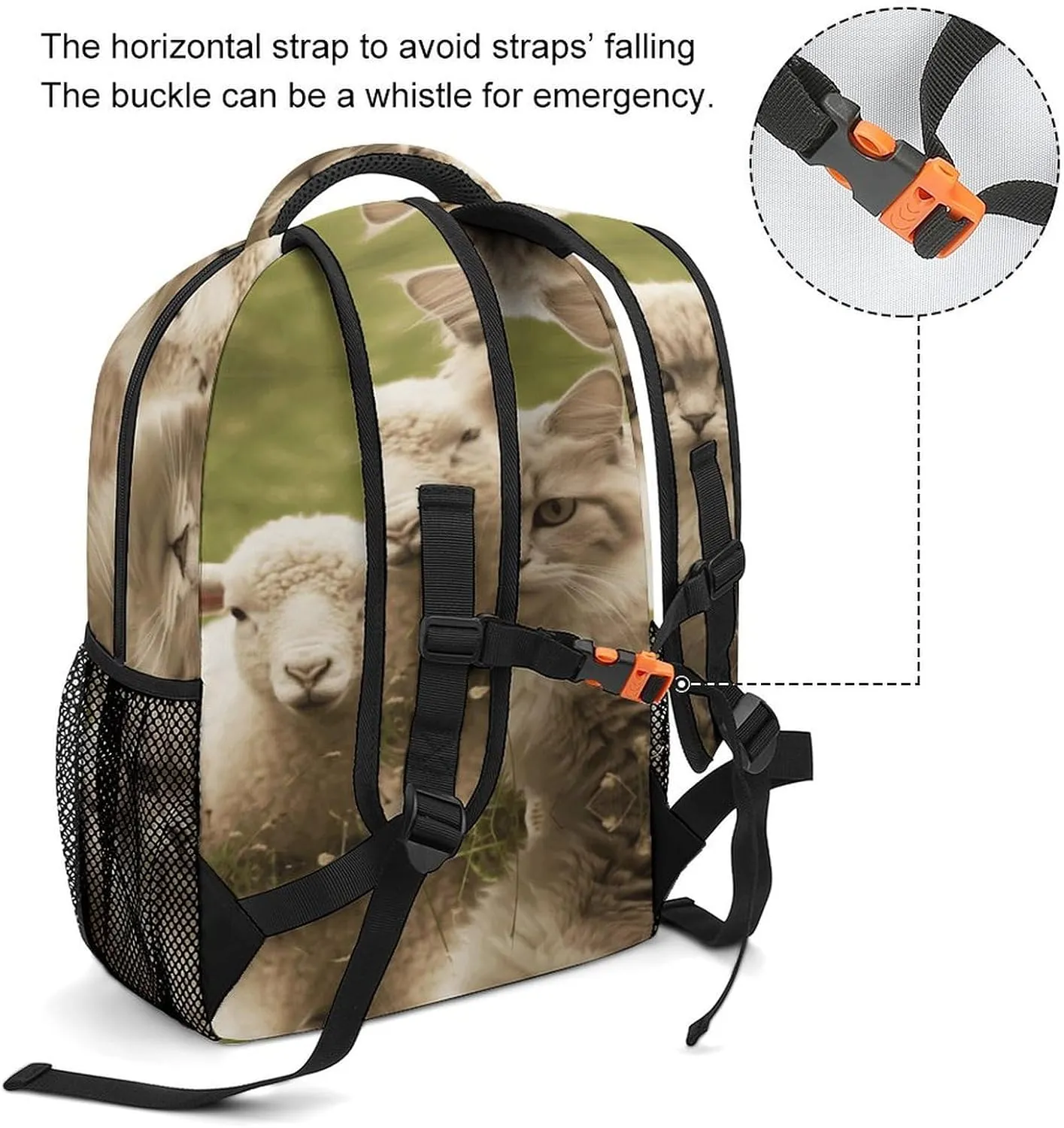 Small Backpacks Personalized Cute Sheep Printing Travel Bag Lightweight Travel Backpack For Women Men