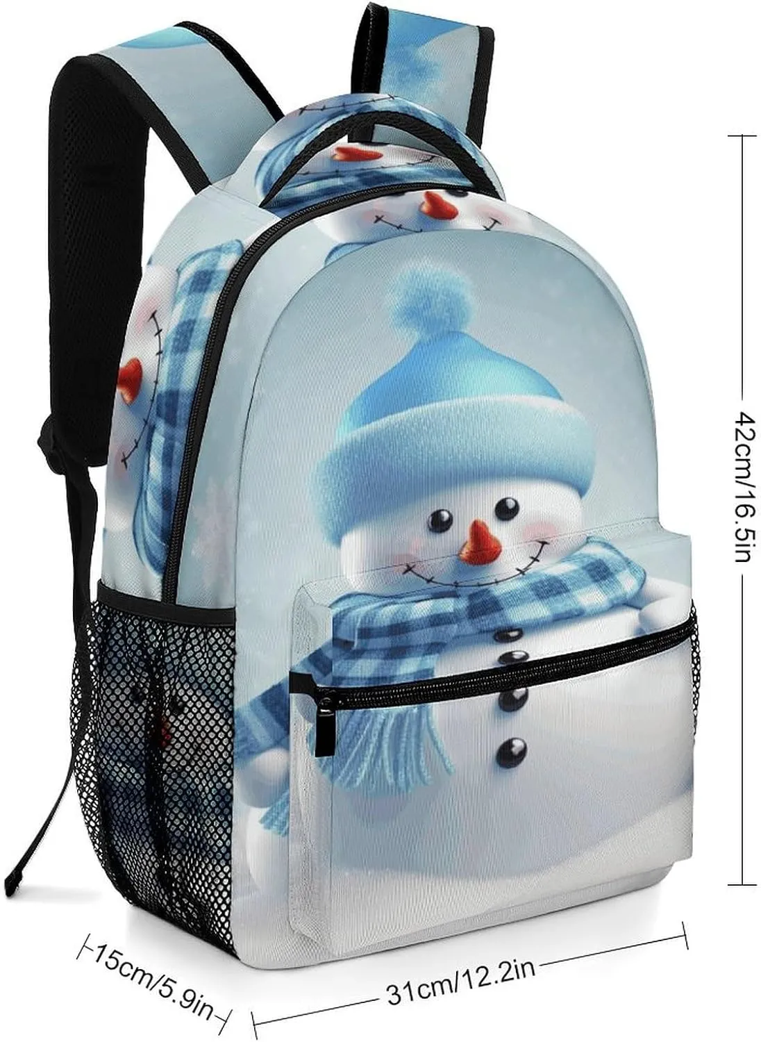 Small Backpacks Personalized Cute Snowman Printing Travel Bag Lightweight Travel Backpack For Women Men