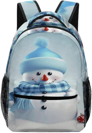 Small Backpacks Personalized Cute Snowman Printing Travel Bag Lightweight Travel Backpack For Women Men
