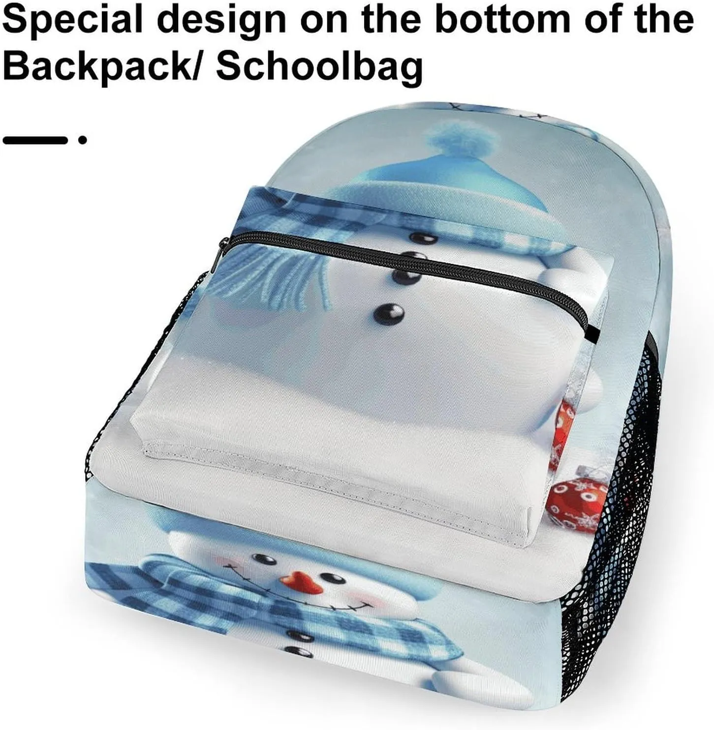 Small Backpacks Personalized Cute Snowman Printing Travel Bag Lightweight Travel Backpack For Women Men