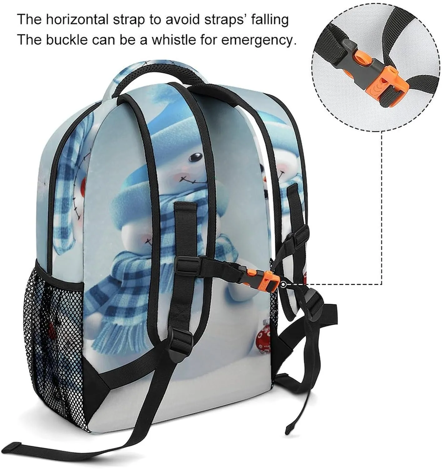 Small Backpacks Personalized Cute Snowman Printing Travel Bag Lightweight Travel Backpack For Women Men