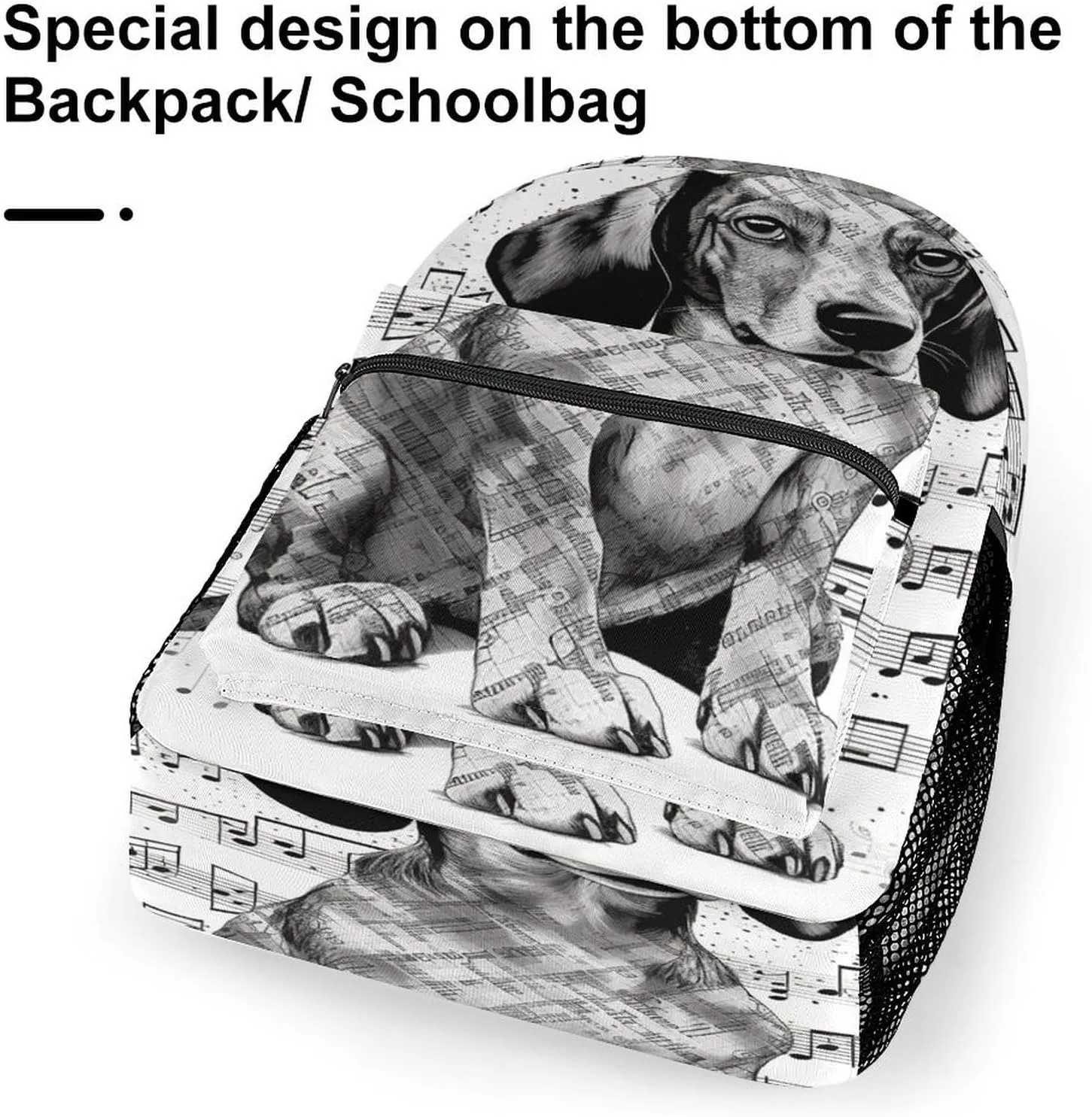 Small Backpacks Personalized Dachshund Music Notes Printing Travel Bag Lightweight Travel Backpack For Women Men