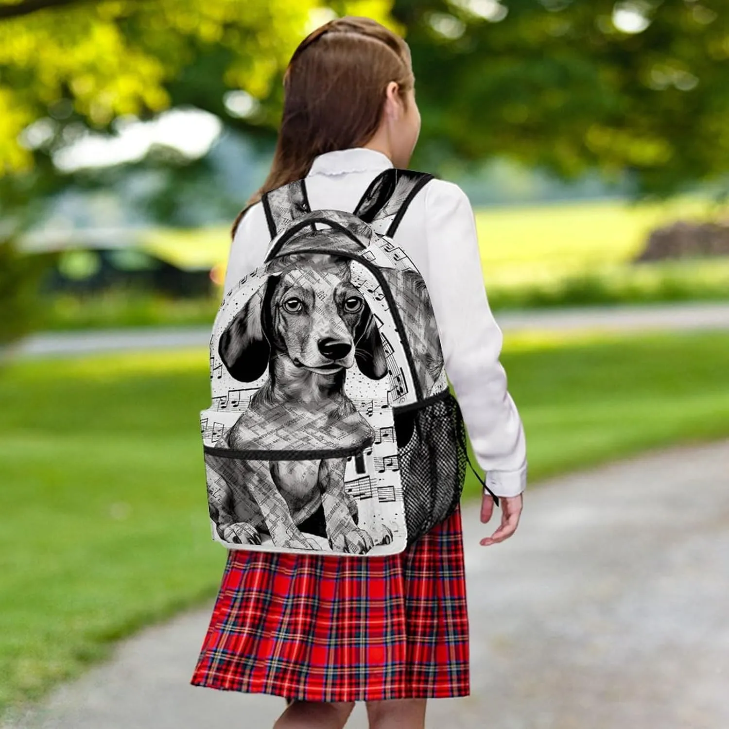 Small Backpacks Personalized Dachshund Music Notes Printing Travel Bag Lightweight Travel Backpack For Women Men