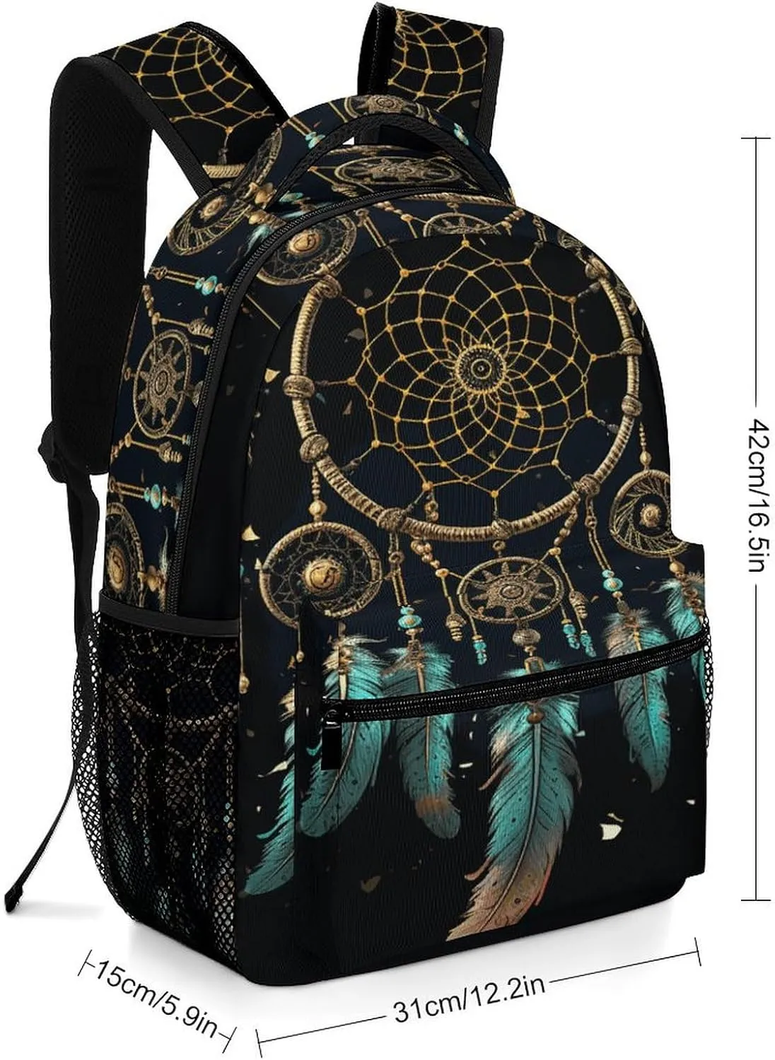 Small Backpacks Personalized Dark Dream Catcher Printing Travel Bag Lightweight Travel Backpack For Women Men