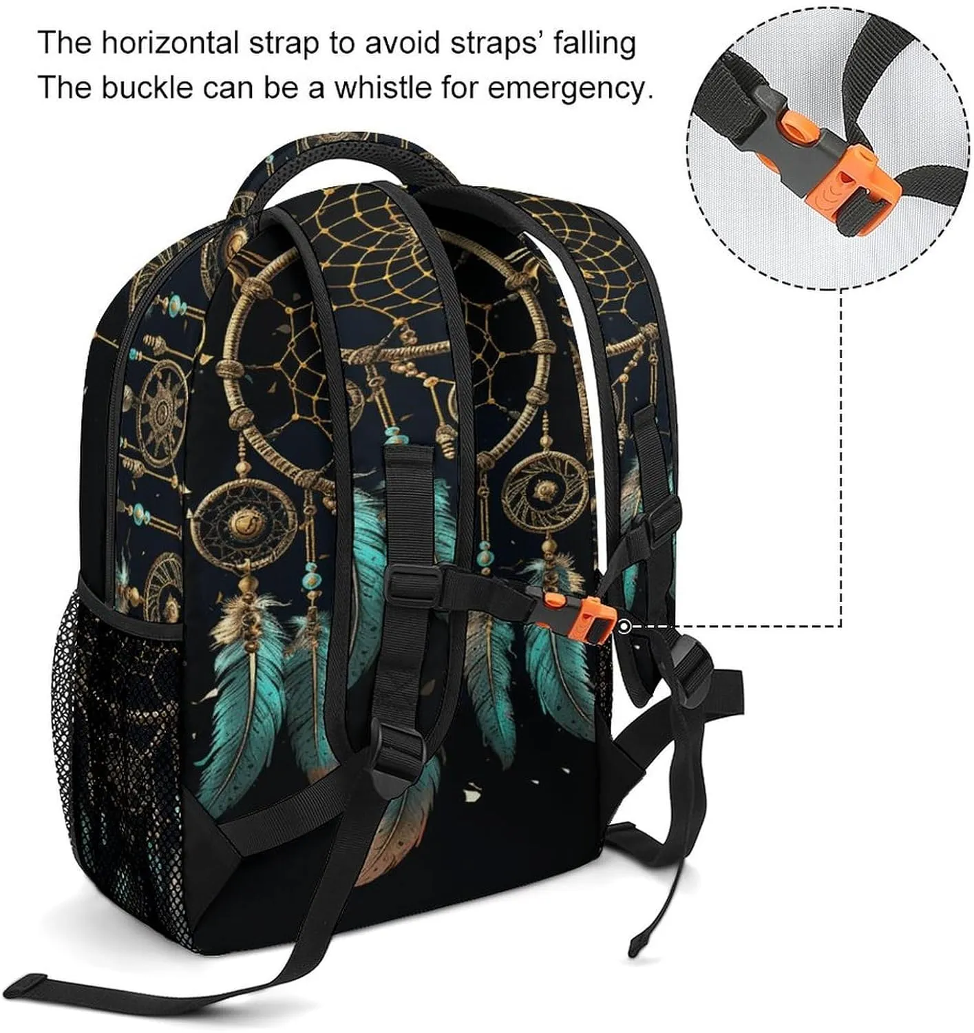 Small Backpacks Personalized Dark Dream Catcher Printing Travel Bag Lightweight Travel Backpack For Women Men