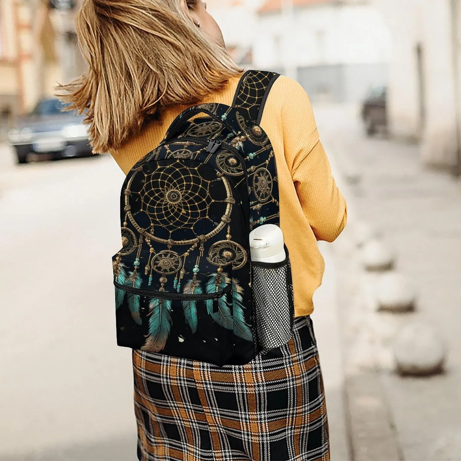 Small Backpacks Personalized Dark Dream Catcher Printing Travel Bag Lightweight Travel Backpack For Women Men