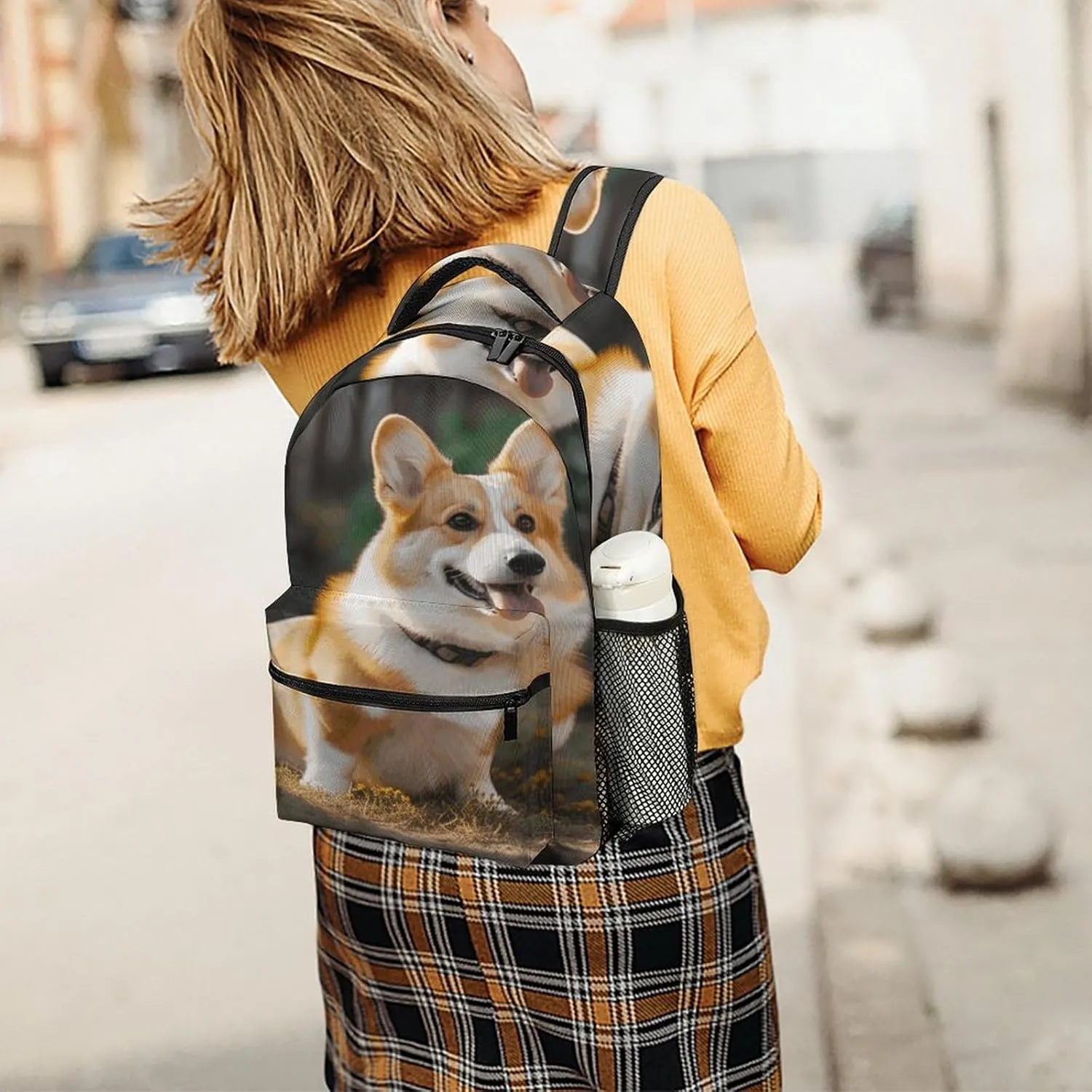 Small Backpacks Personalized Dog Corgi Printing Travel Bag Lightweight Travel Backpack For Women Men