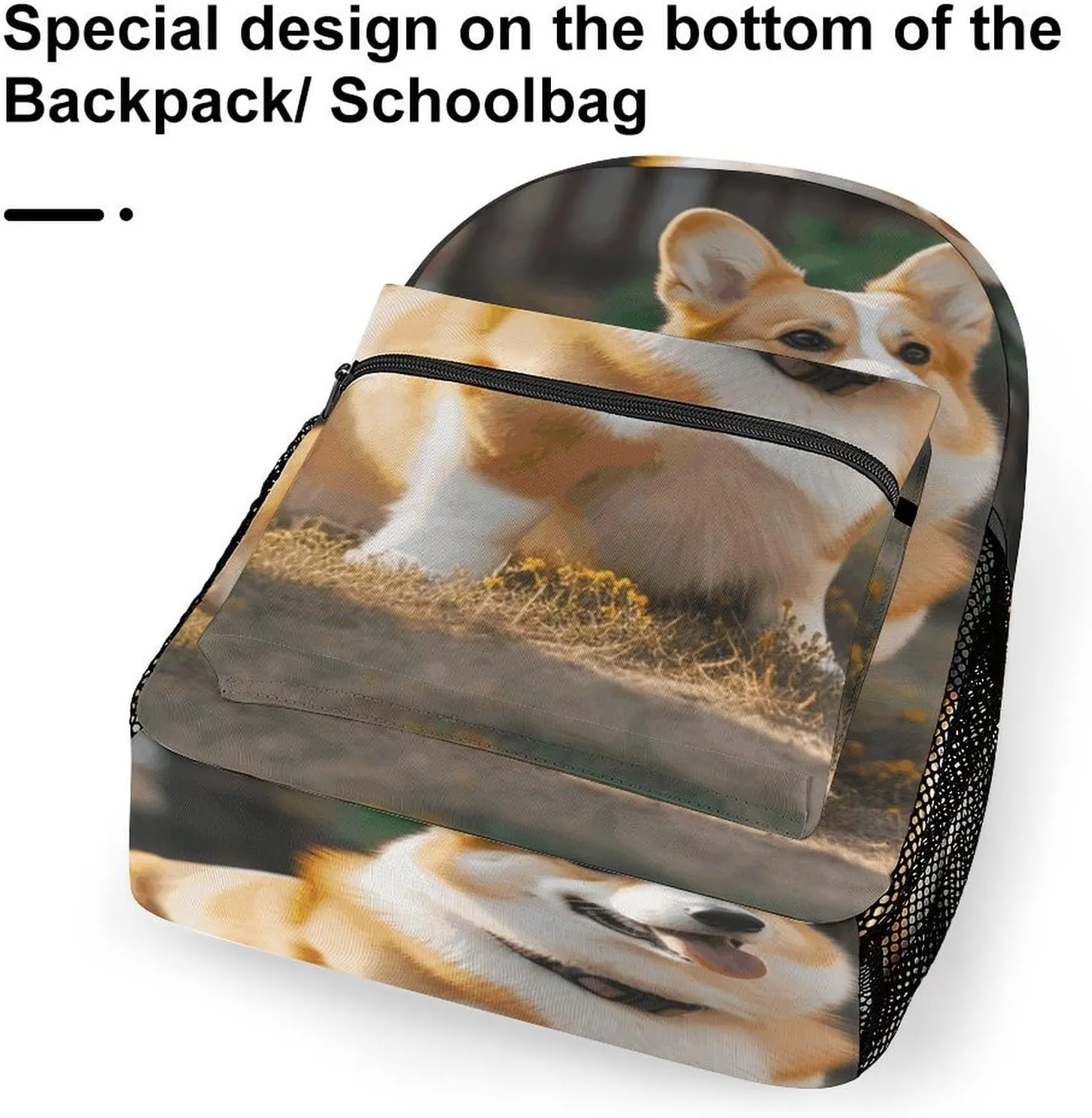 Small Backpacks Personalized Dog Corgi Printing Travel Bag Lightweight Travel Backpack For Women Men