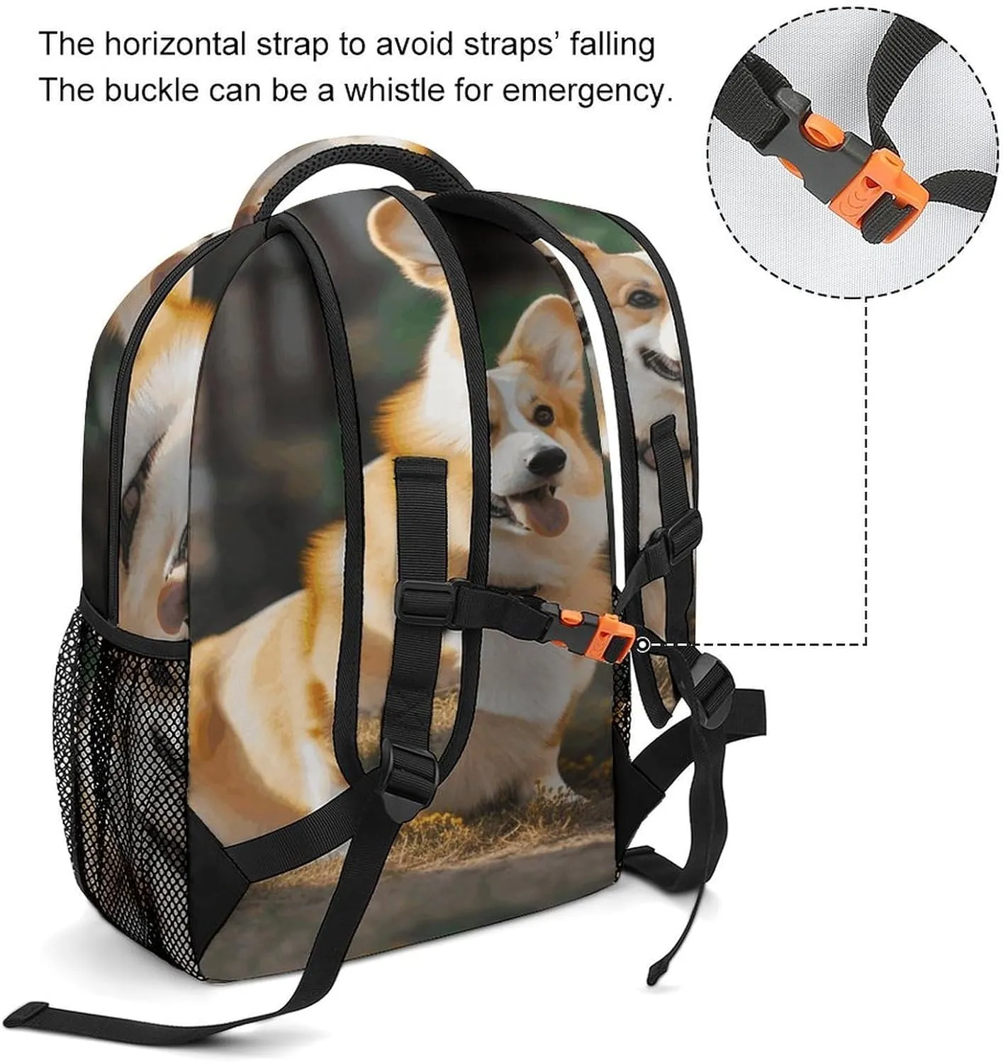 Small Backpacks Personalized Dog Corgi Printing Travel Bag Lightweight Travel Backpack For Women Men