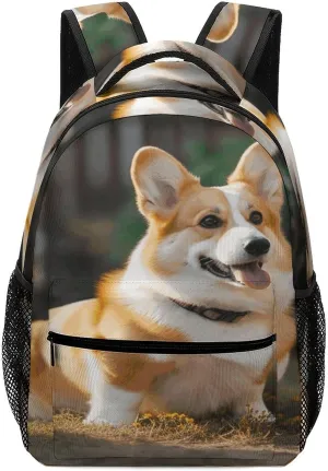 Small Backpacks Personalized Dog Corgi Printing Travel Bag Lightweight Travel Backpack For Women Men