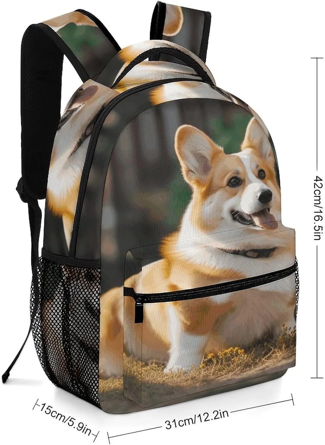 Small Backpacks Personalized Dog Corgi Printing Travel Bag Lightweight Travel Backpack For Women Men