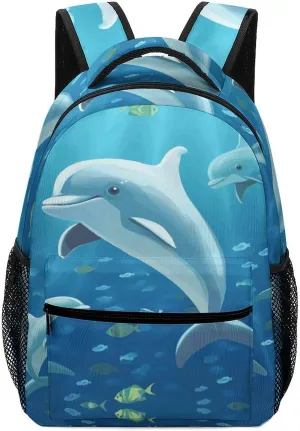 Small Backpacks Personalized Dolphin Printing Travel Bag Lightweight Travel Backpack For Women Men