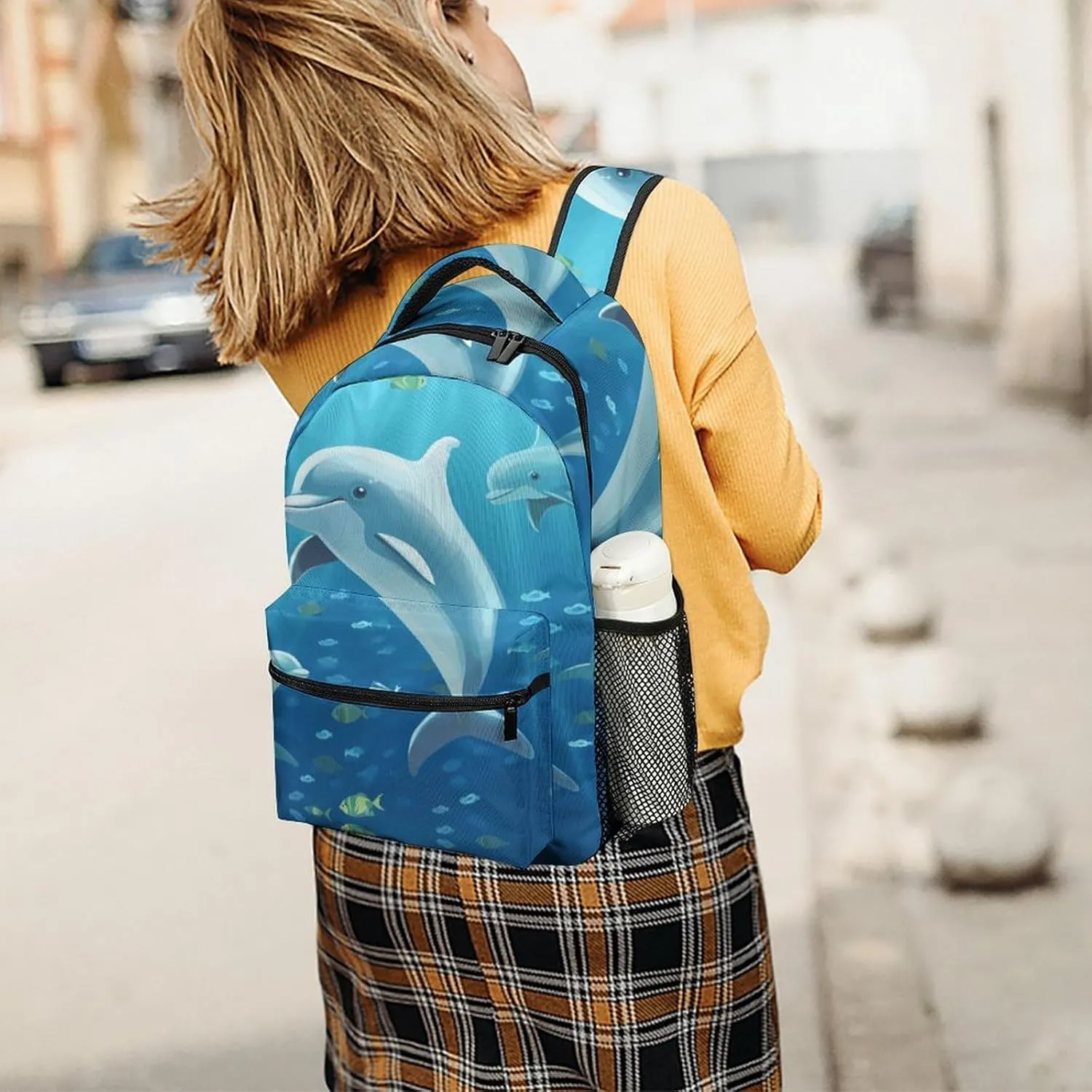 Small Backpacks Personalized Dolphin Printing Travel Bag Lightweight Travel Backpack For Women Men