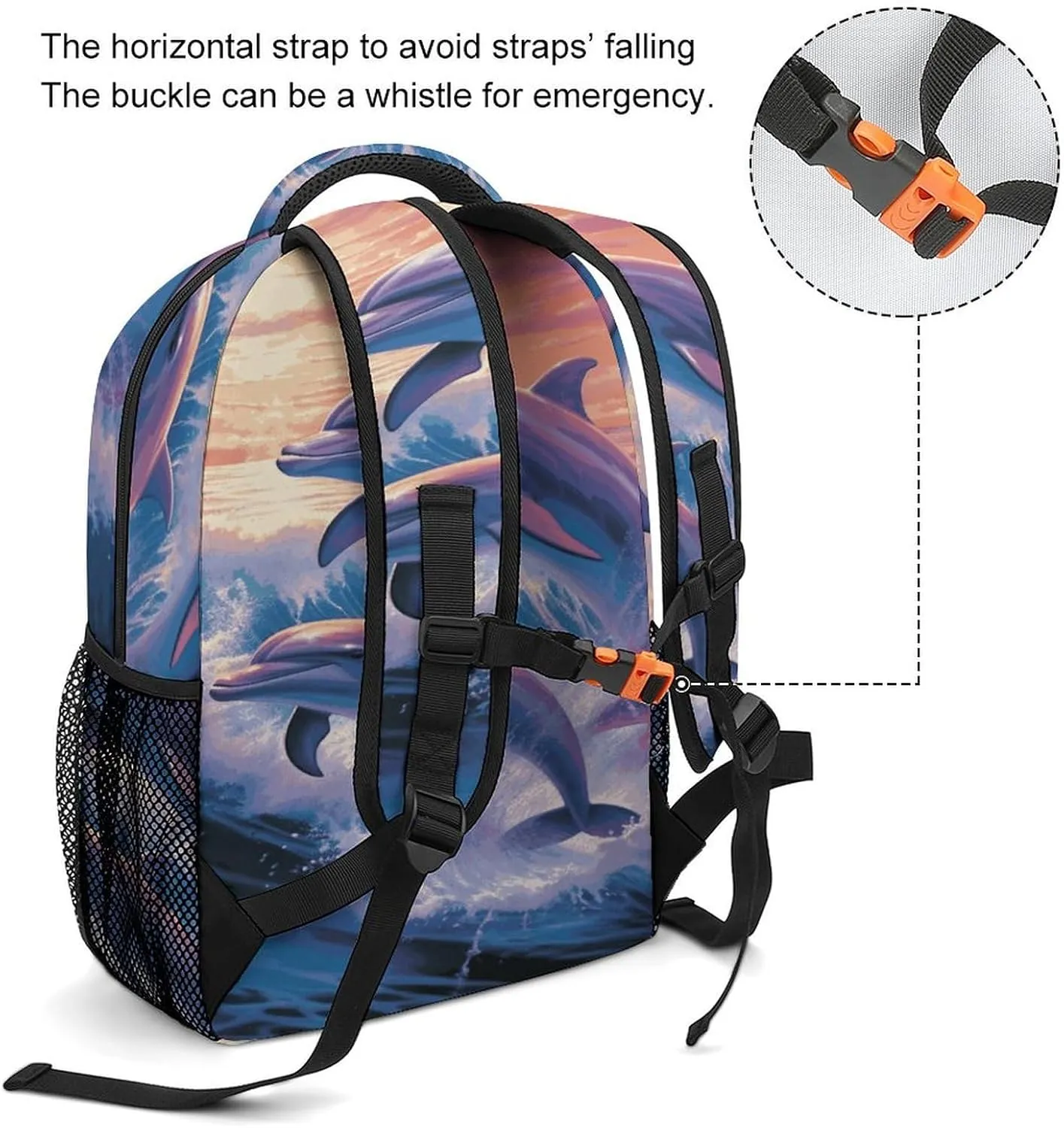 Small Backpacks Personalized Dolphins Art Printing Travel Bag Lightweight Travel Backpack For Women Men