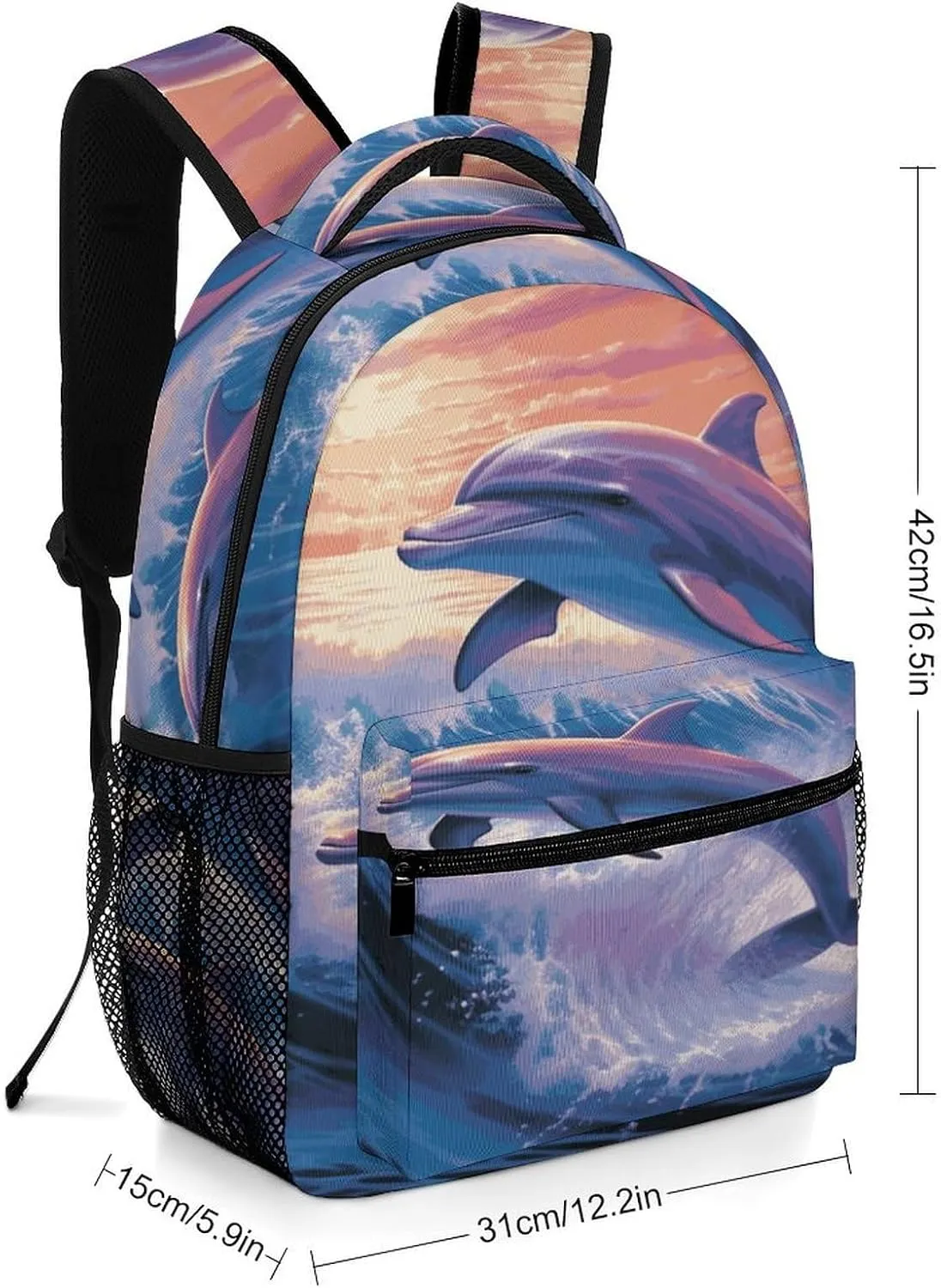 Small Backpacks Personalized Dolphins Art Printing Travel Bag Lightweight Travel Backpack For Women Men