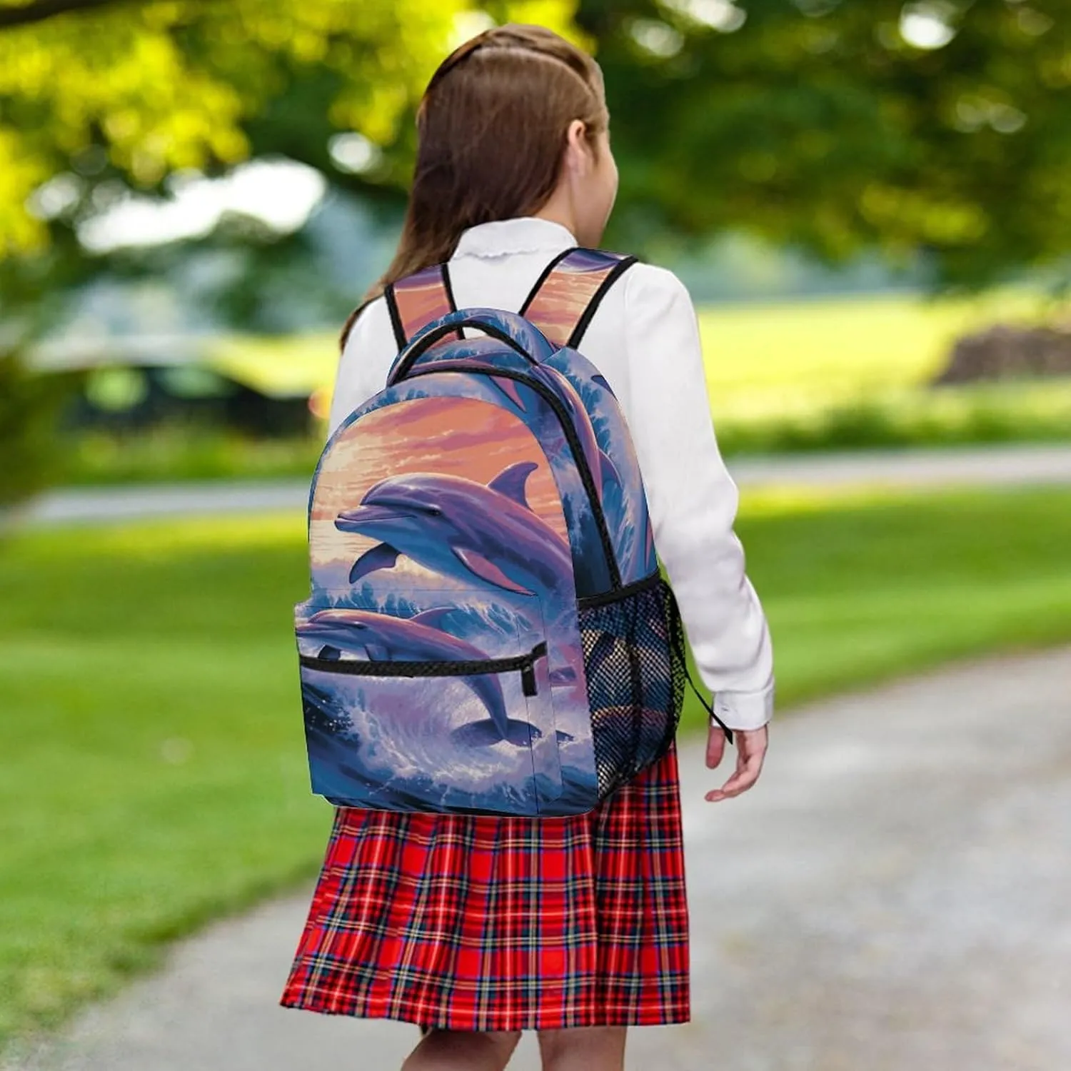 Small Backpacks Personalized Dolphins Art Printing Travel Bag Lightweight Travel Backpack For Women Men