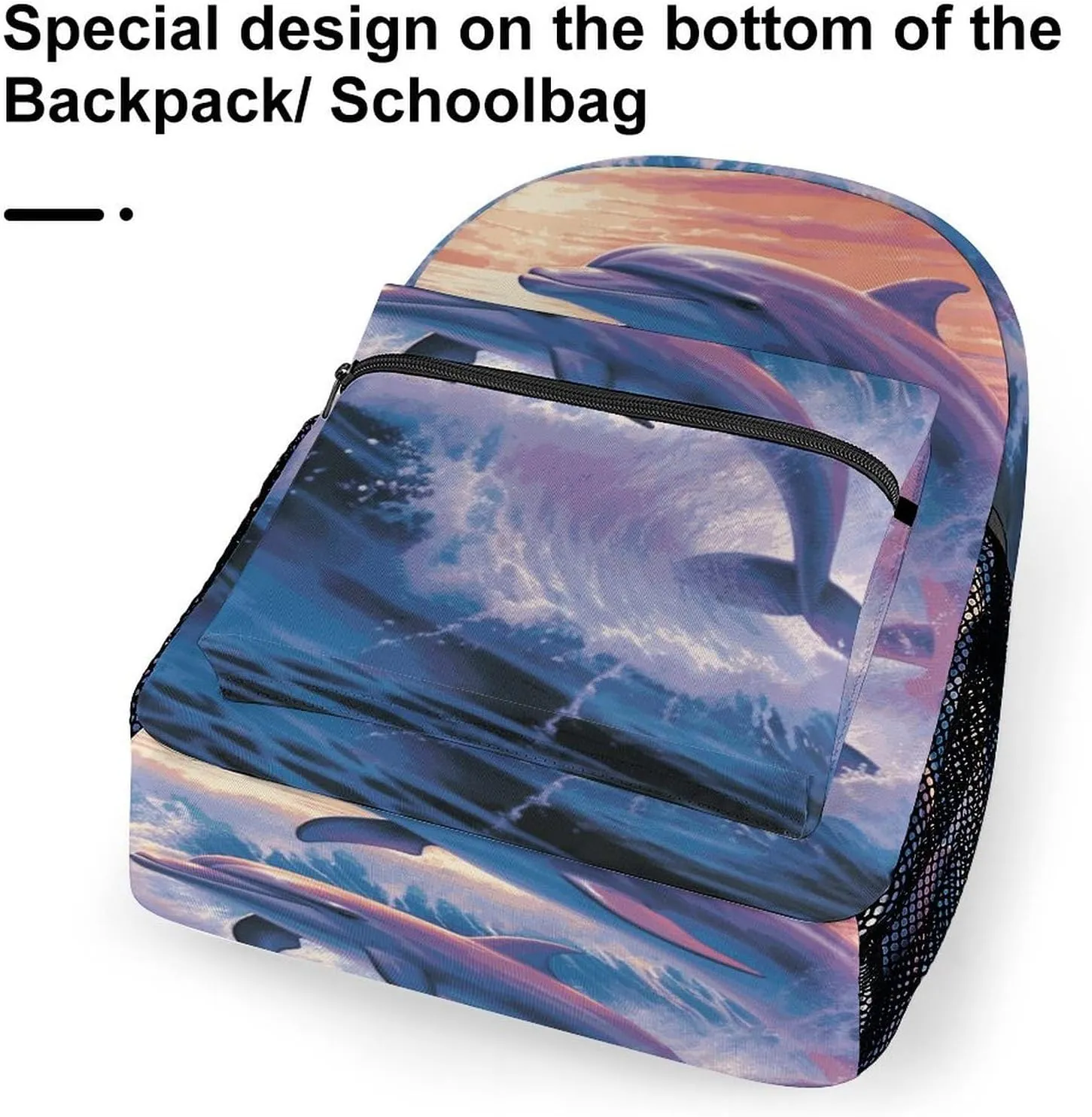 Small Backpacks Personalized Dolphins Art Printing Travel Bag Lightweight Travel Backpack For Women Men