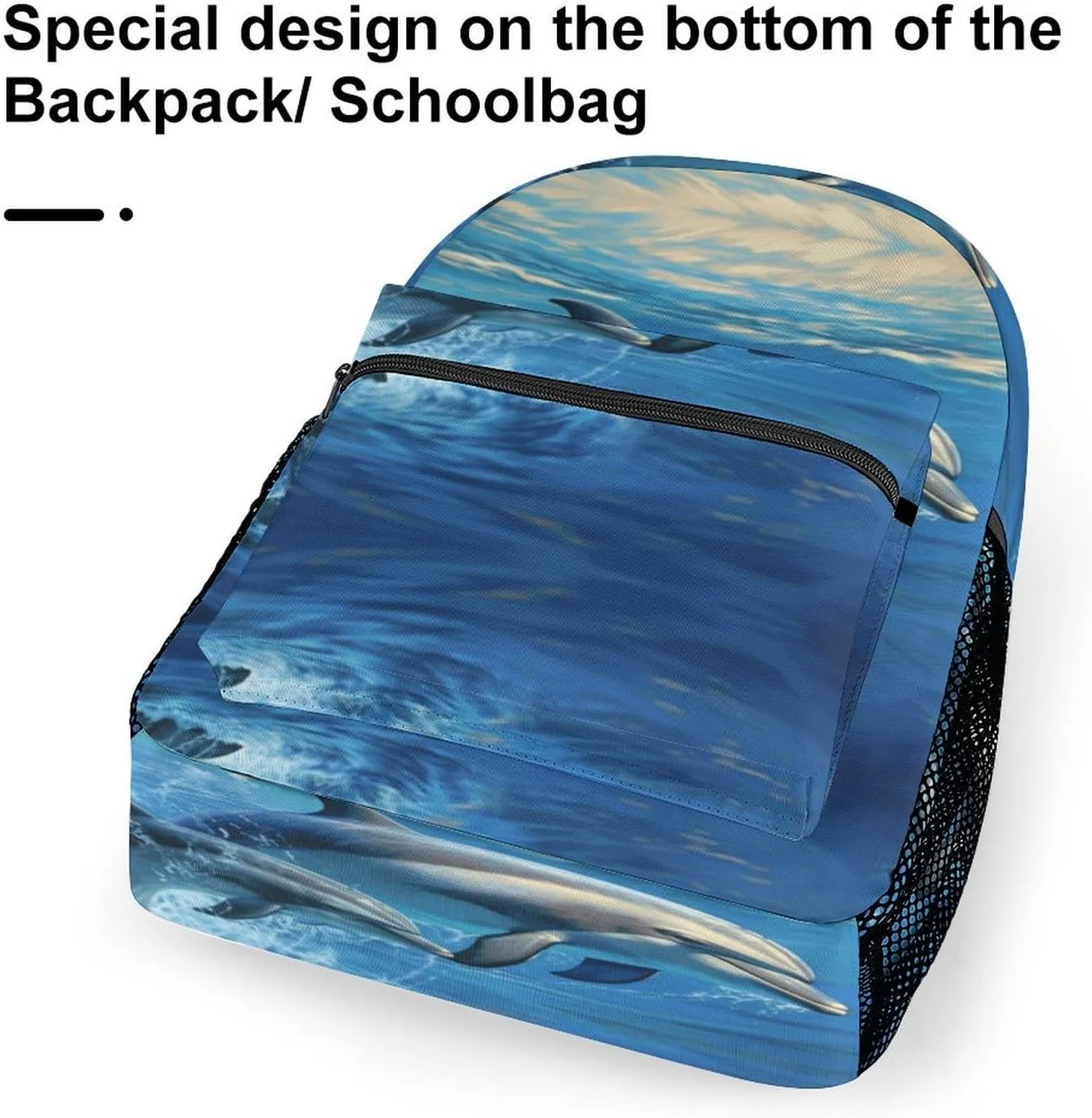 Small Backpacks Personalized Dolphins in The Sea Printing Travel Bag Lightweight Travel Backpack For Women Men