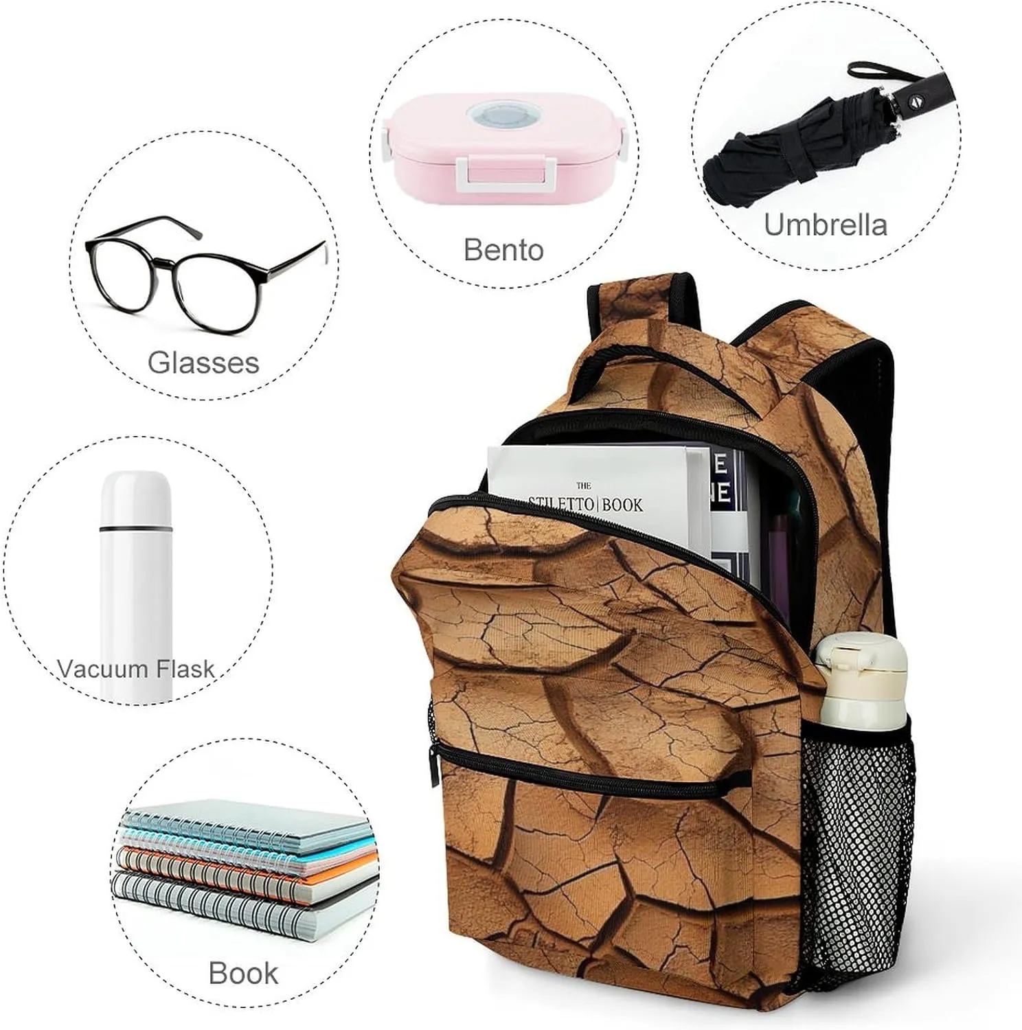 Small Backpacks Personalized Dry Land Printing Travel Bag Lightweight Travel Backpack For Women Men