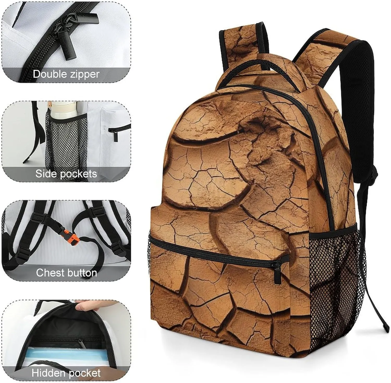 Small Backpacks Personalized Dry Land Printing Travel Bag Lightweight Travel Backpack For Women Men