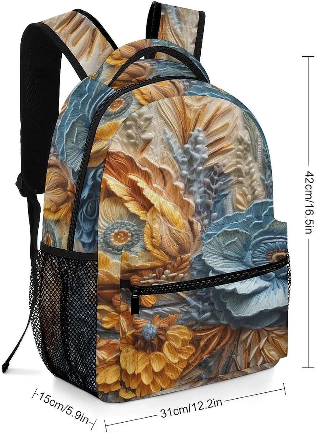 Small Backpacks Personalized Embroidered Flowers Printing Travel Bag Lightweight Travel Backpack For Women Men