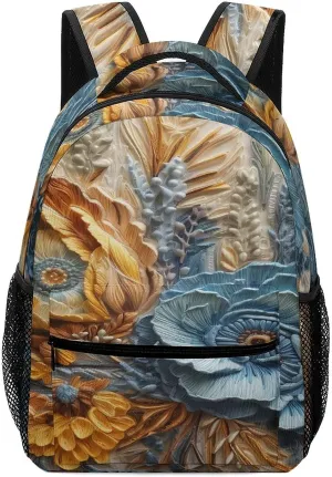 Small Backpacks Personalized Embroidered Flowers Printing Travel Bag Lightweight Travel Backpack For Women Men
